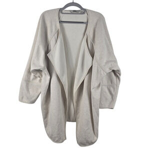 Athleta Heathered Beige Comfortable Lounge Wear Waterfall Cardigan Women L
